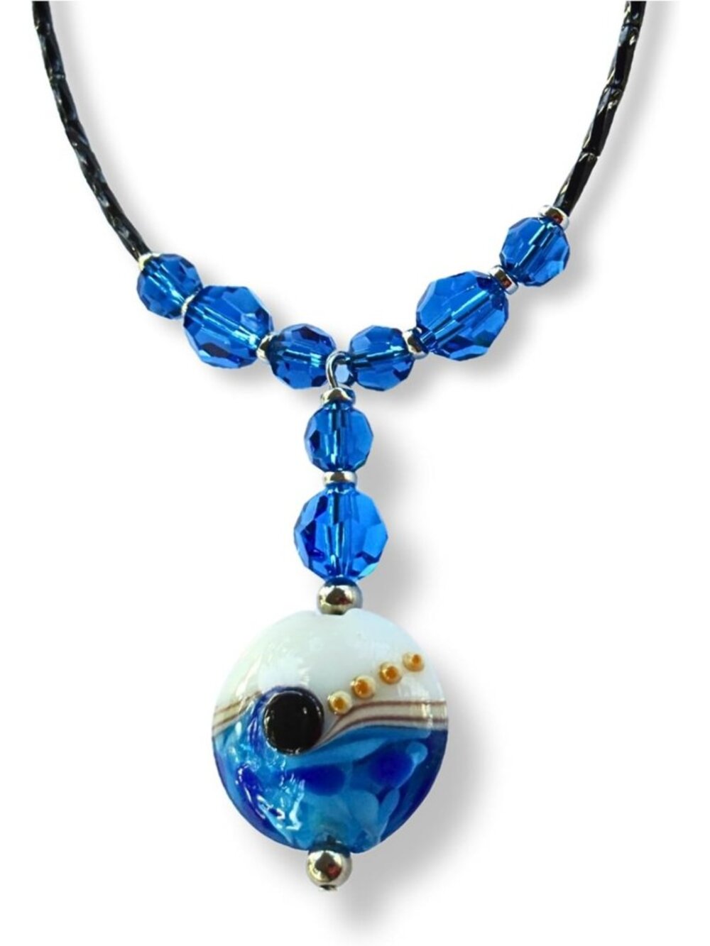20" Handmade Glass & Crystal Statement Necklace - Elegant Jewelry for Women